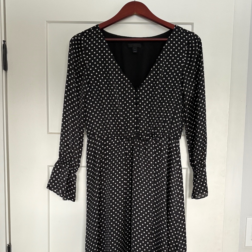 Black J Crew Dress W. White Polkadots